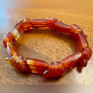 Carnelian Turtle Beaded Bracelet on Stretchy Elastic 🐢